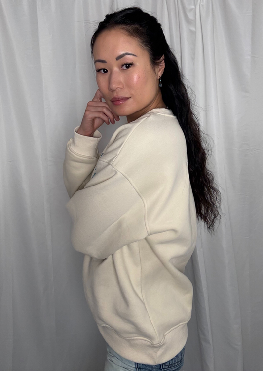 Miss Pasta La Vista - The Cream + Blue Colored Crewneck