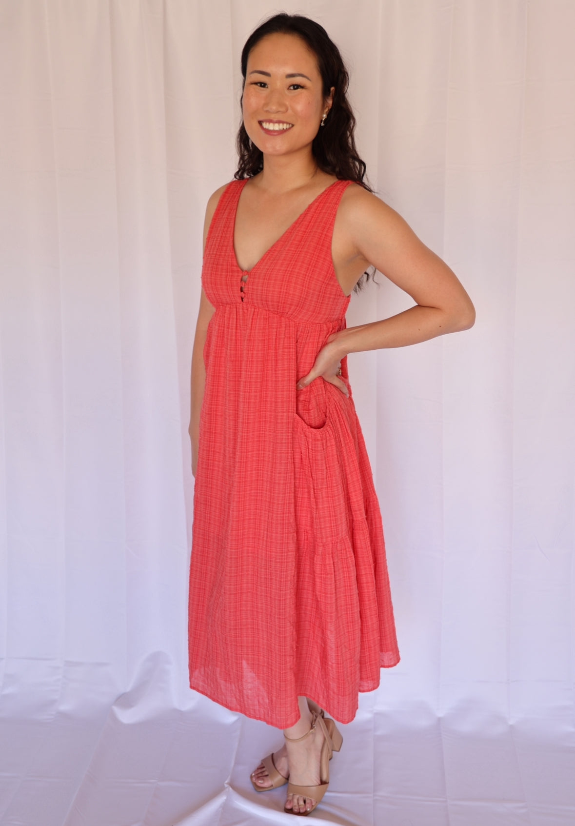 Miss We Love Pockets - The Hot Coral Dress with Pockets
