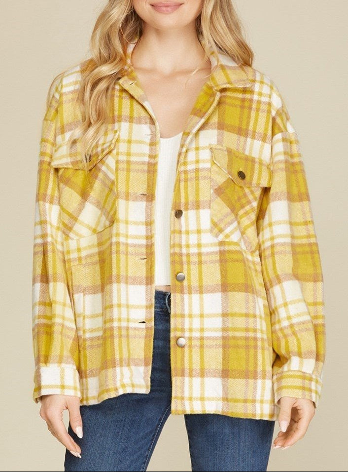 Miss Flannel - The Yellow and White Flannel Button Up