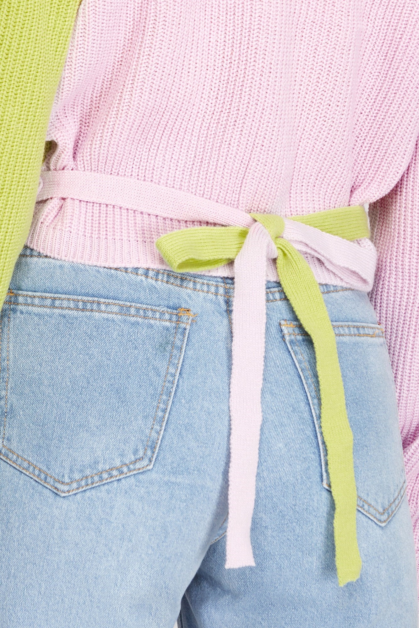Miss Colorblock - The Green & Pink Wrap Sweater