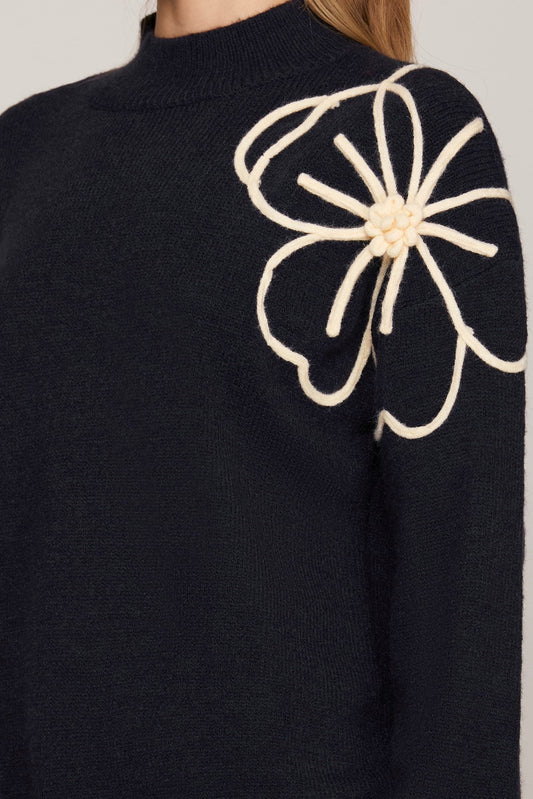 Miss Flower Power - The Navy and White Floral Sweater
