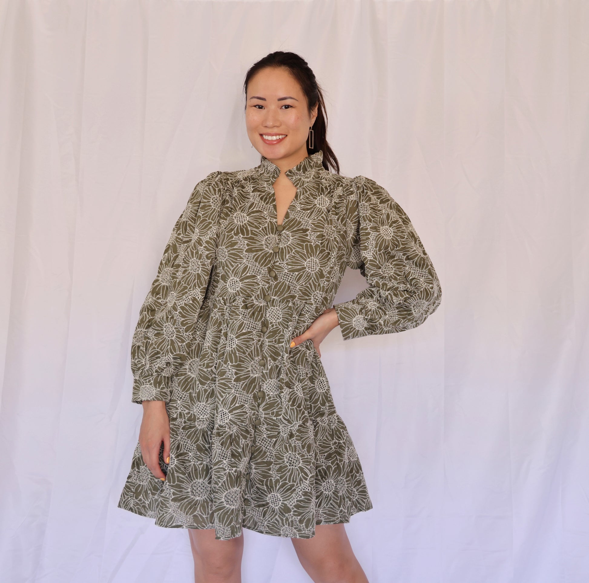 evergreen long sleeve dress Xirena Luella Dress