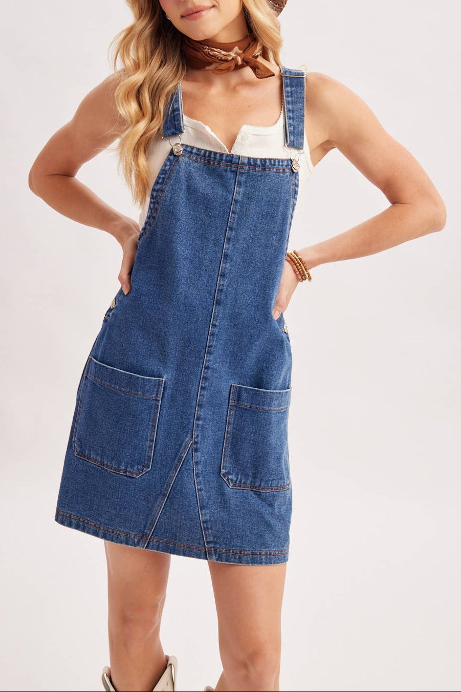 Miss Overall It - The Denim Overall Mini Dress with Pockets