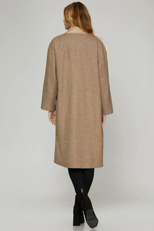 Miss Taupe - Long Sleeve Oversized Open Front Jacket