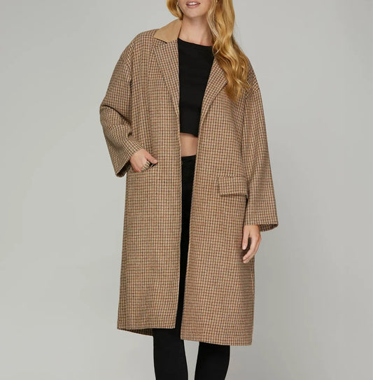 Miss Taupe - Long Sleeve Oversized Open Front Jacket