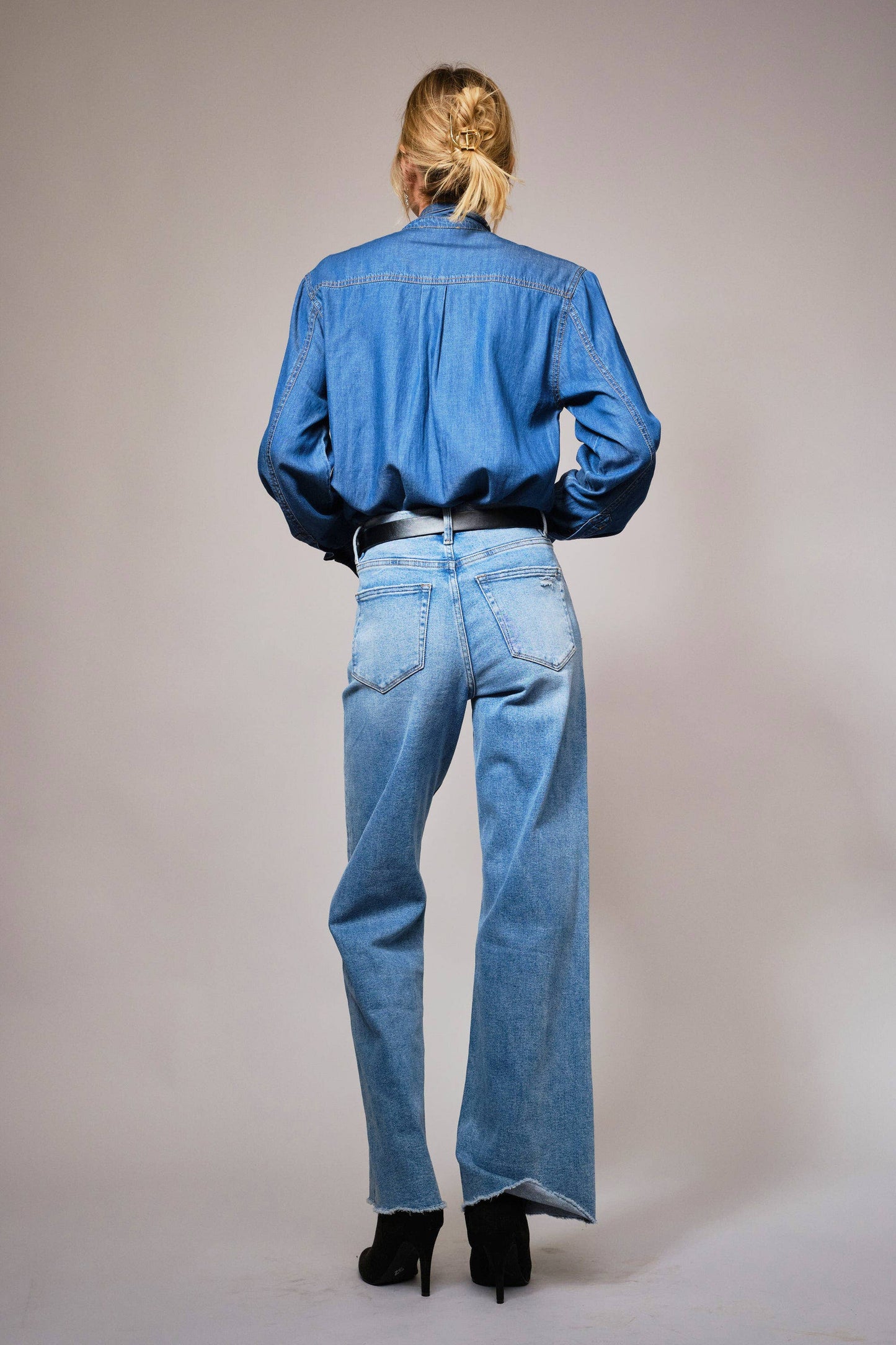 Miss Chambray - The Tie Neck Chambray Blouse