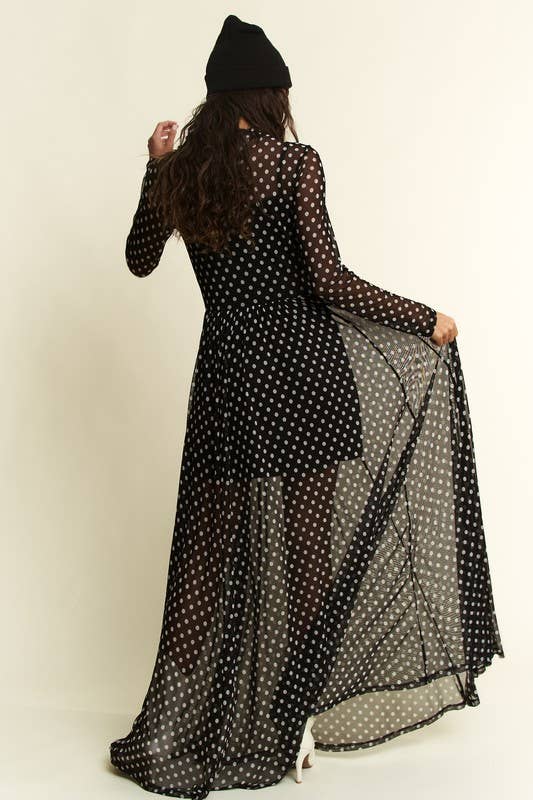 Miss Polka Dots - The Polka Dot Print Mesh Maxi Dress