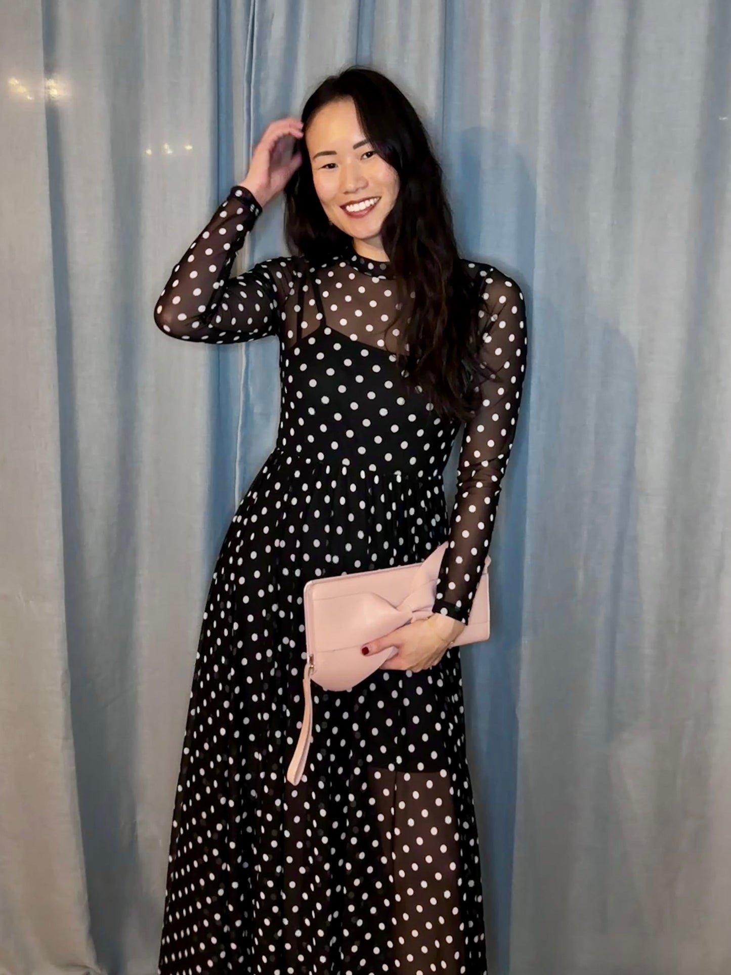 Miss Polka Dots - The Polka Dot Print Mesh Maxi Dress