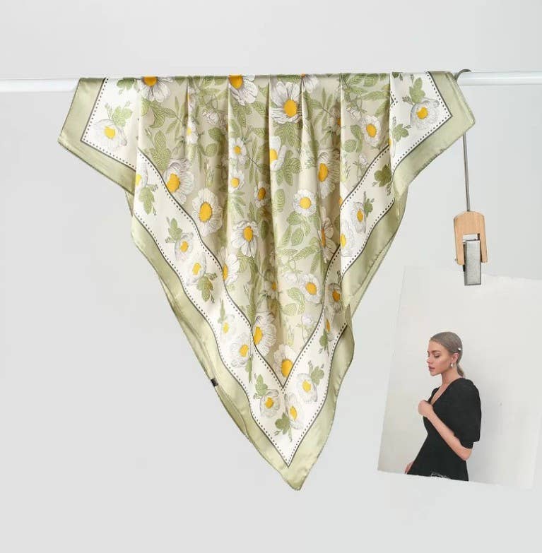 Miss Spring Meadow - The Daisy Silky Feel Bandana Scarf