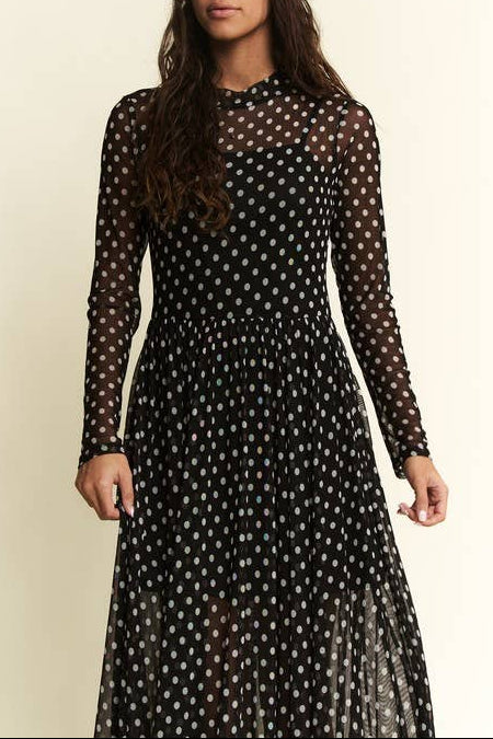 Miss Polka Dots - The Polka Dot Print Mesh Maxi Dress