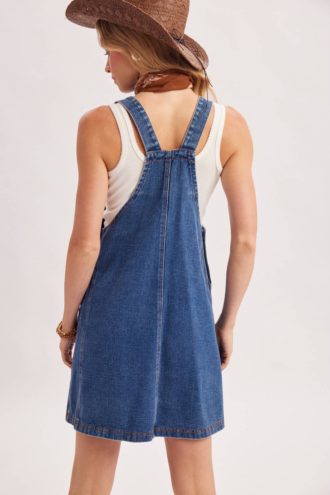 Miss Overall It - The Denim Overall Mini Dress with Pockets