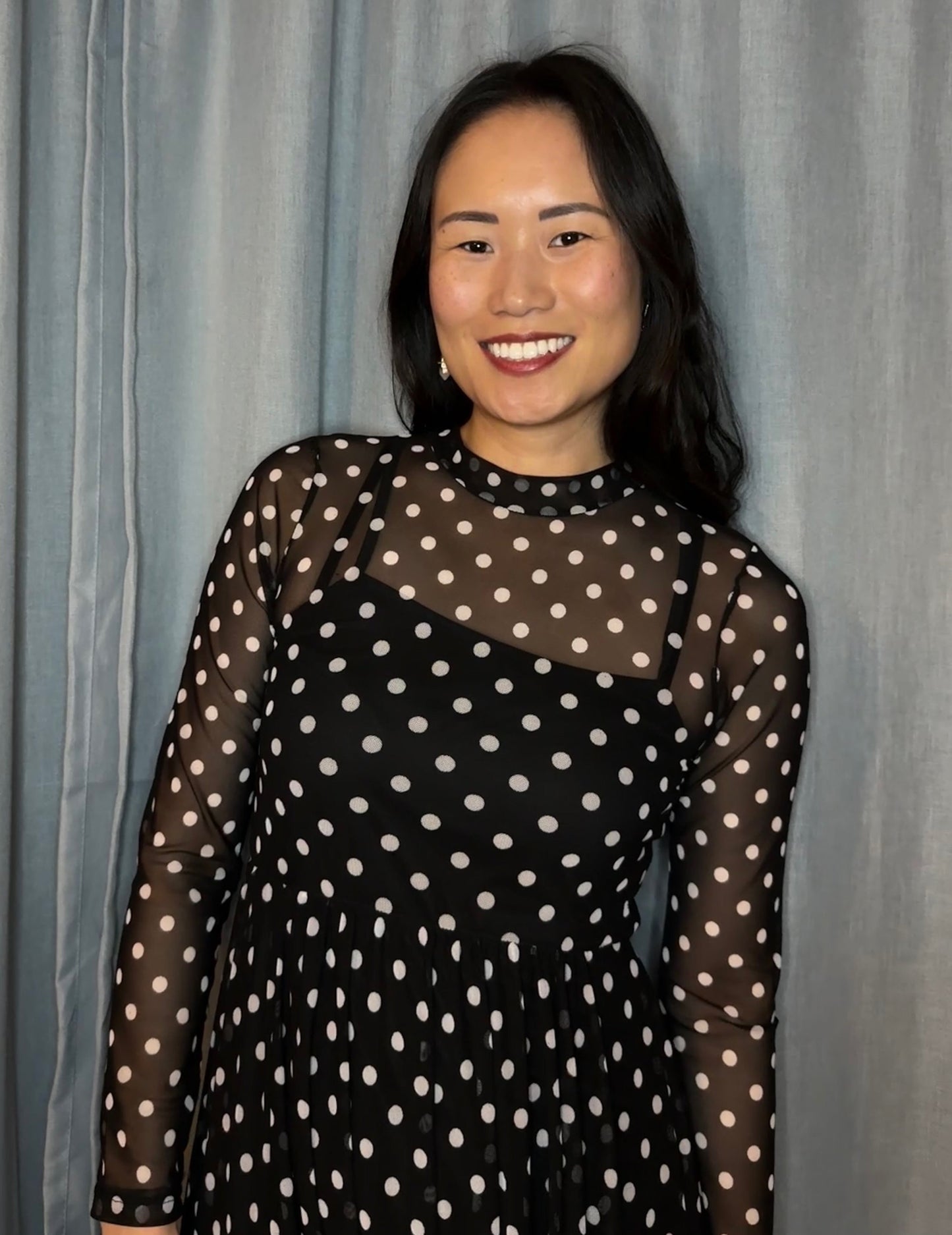 Miss Polka Dots - The Polka Dot Print Mesh Maxi Dress