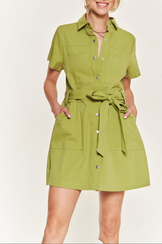 Miss Kiwi - The Lime Belted Mini Dress