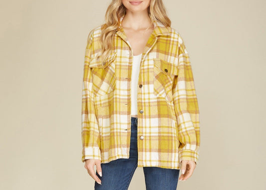 Miss Flannel - The Yellow and White Flannel Button Up