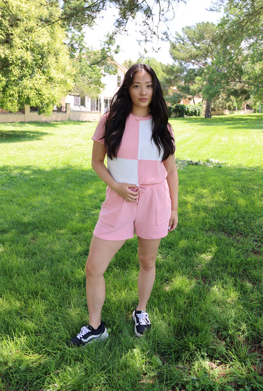 Miss Matching - The Pink and White Matching Knit Set