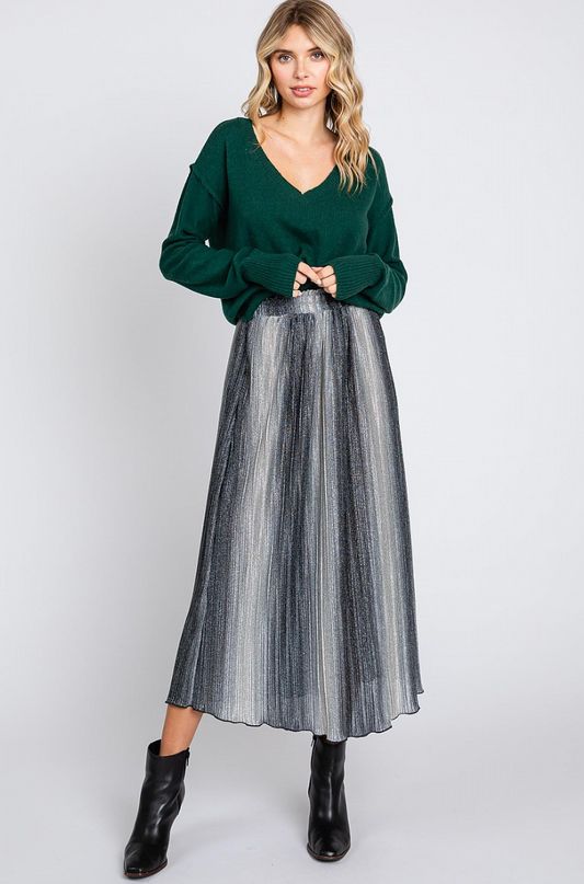 Miss All That Glitters - Pleated Glitter Party Skirt