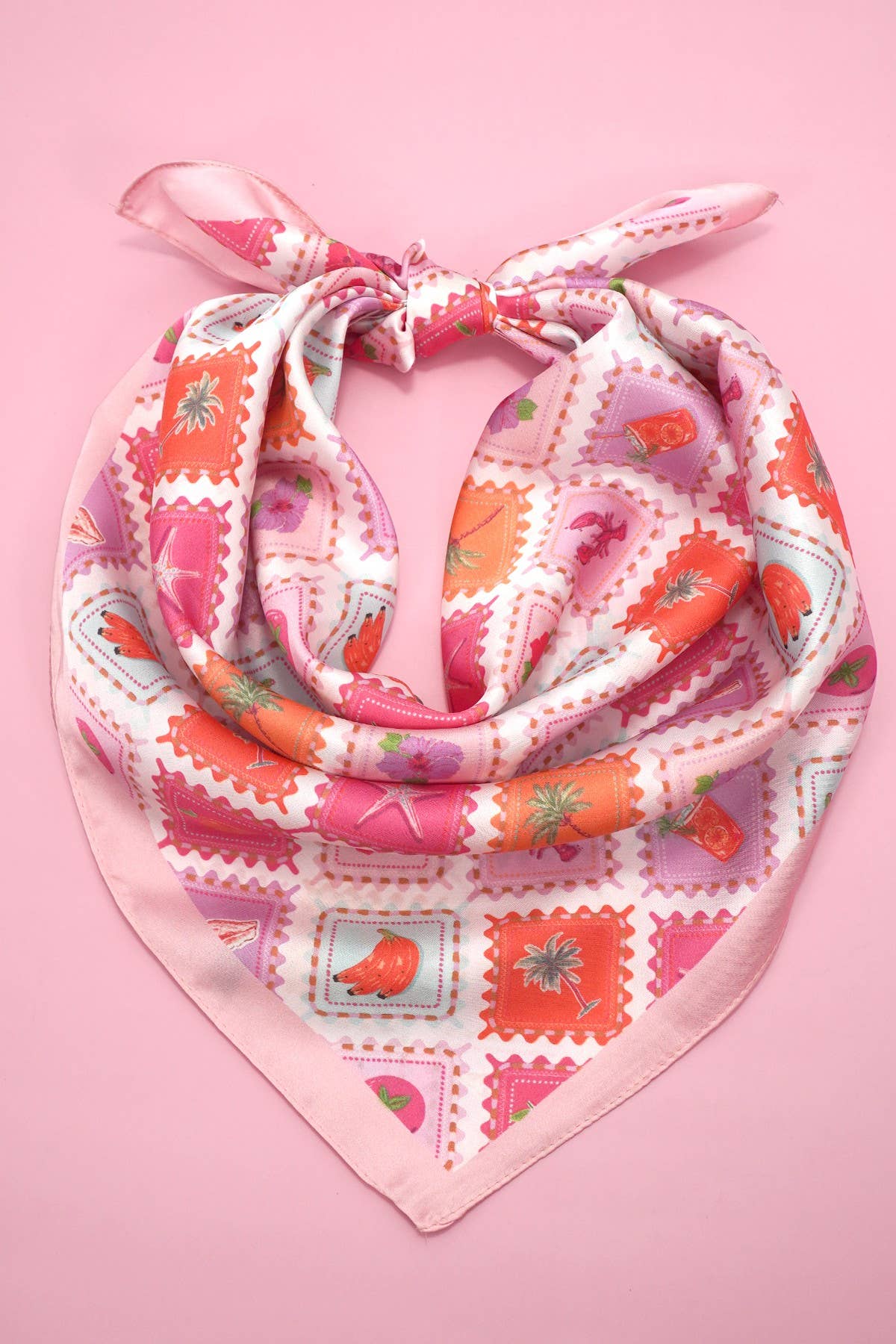 Miss Postal - The Postal Stamp Lobster Flower Silk Finish Scarf