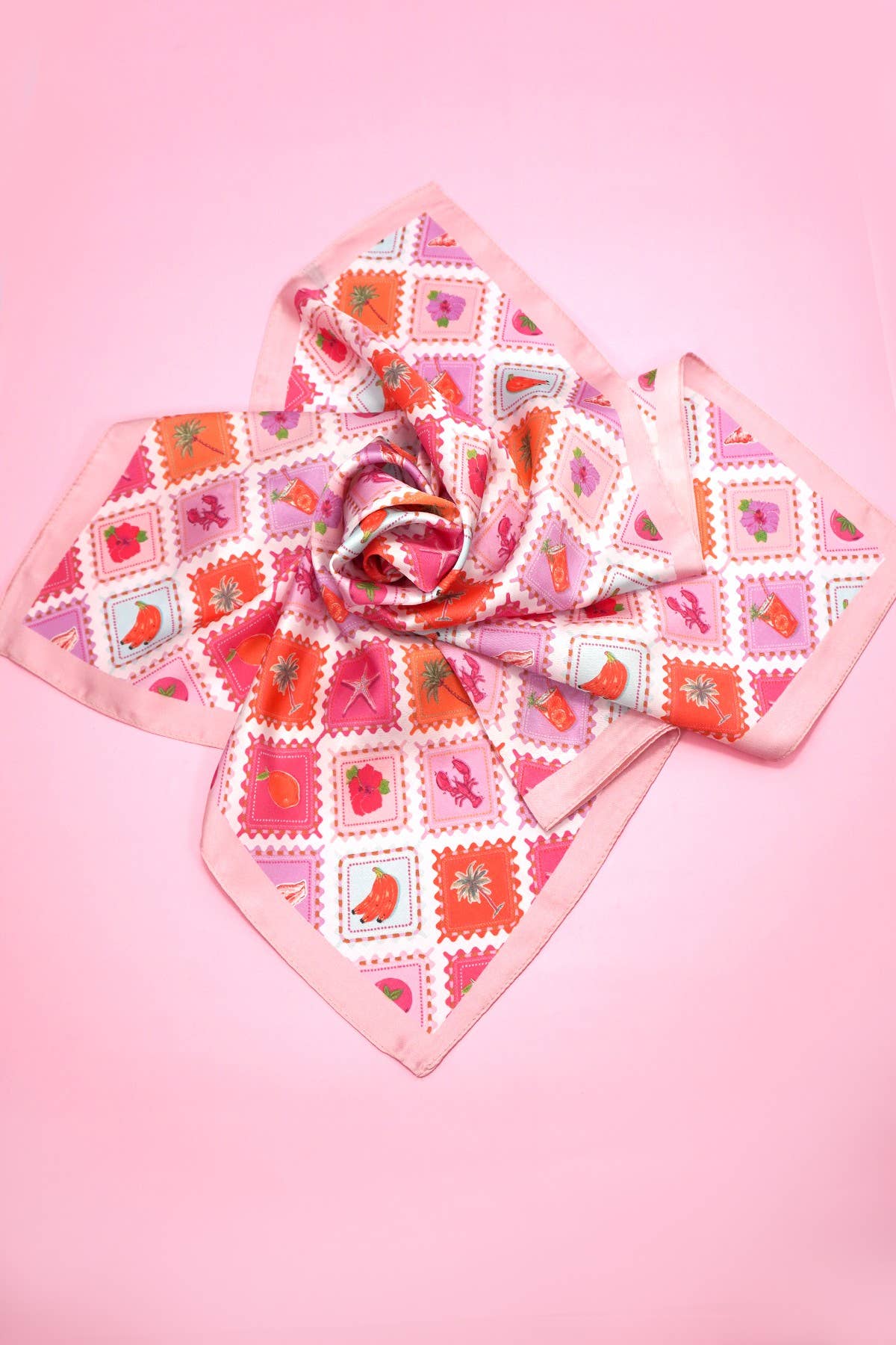 Miss Postal - The Postal Stamp Lobster Flower Silk Finish Scarf